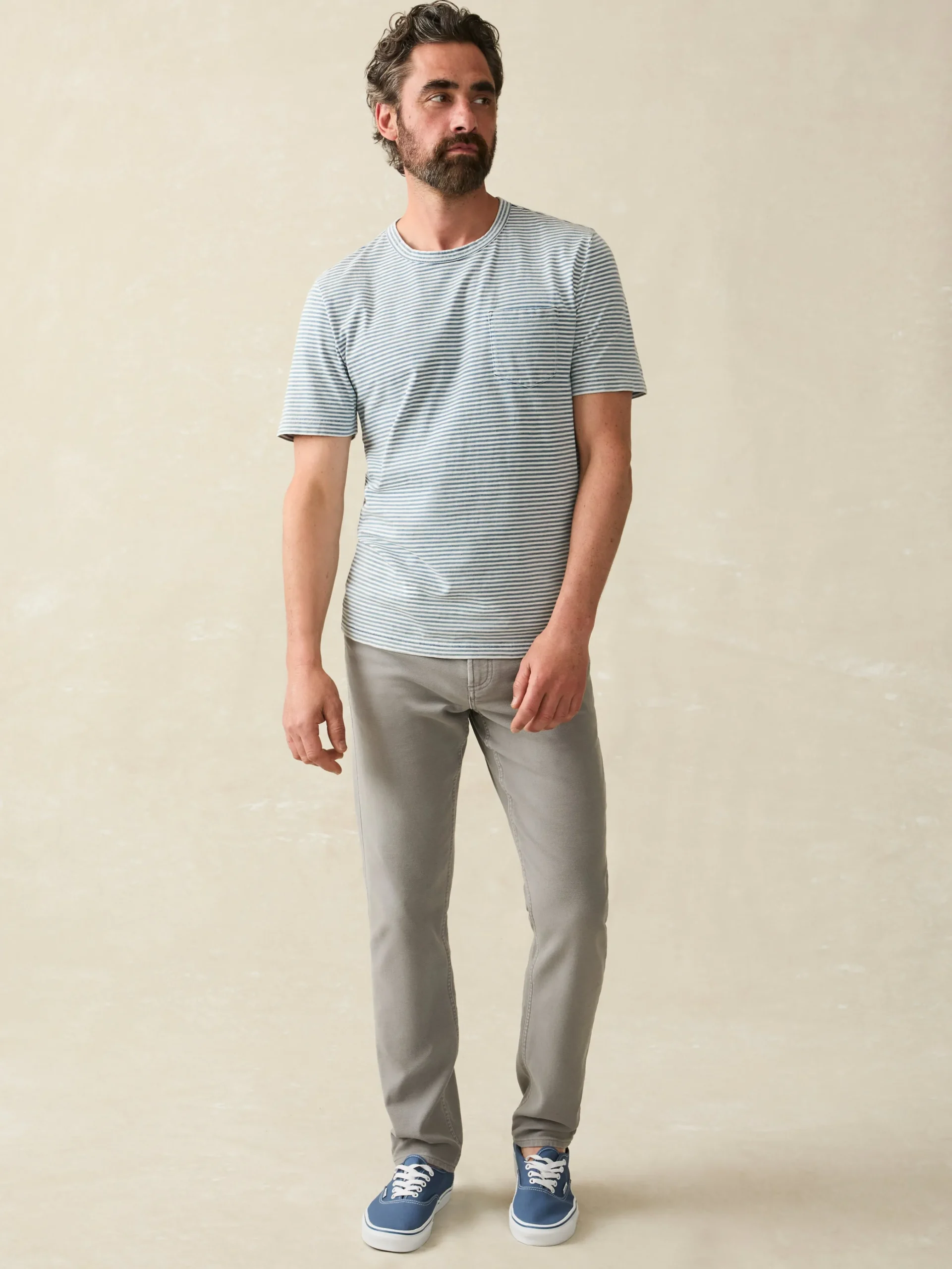 T-Shirts & Henleys^Faherty Brand Short-Sleeve Indigo Pocket Tee - Azure Stream Stripe