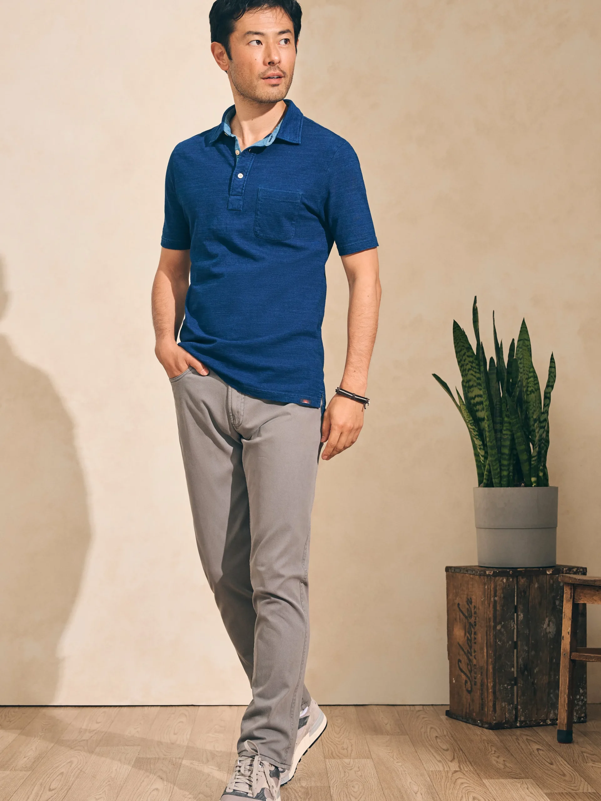 Polo Shirts^Faherty Brand Short-Sleeve Indigo Polo Shirt - Dark Indigo Wash