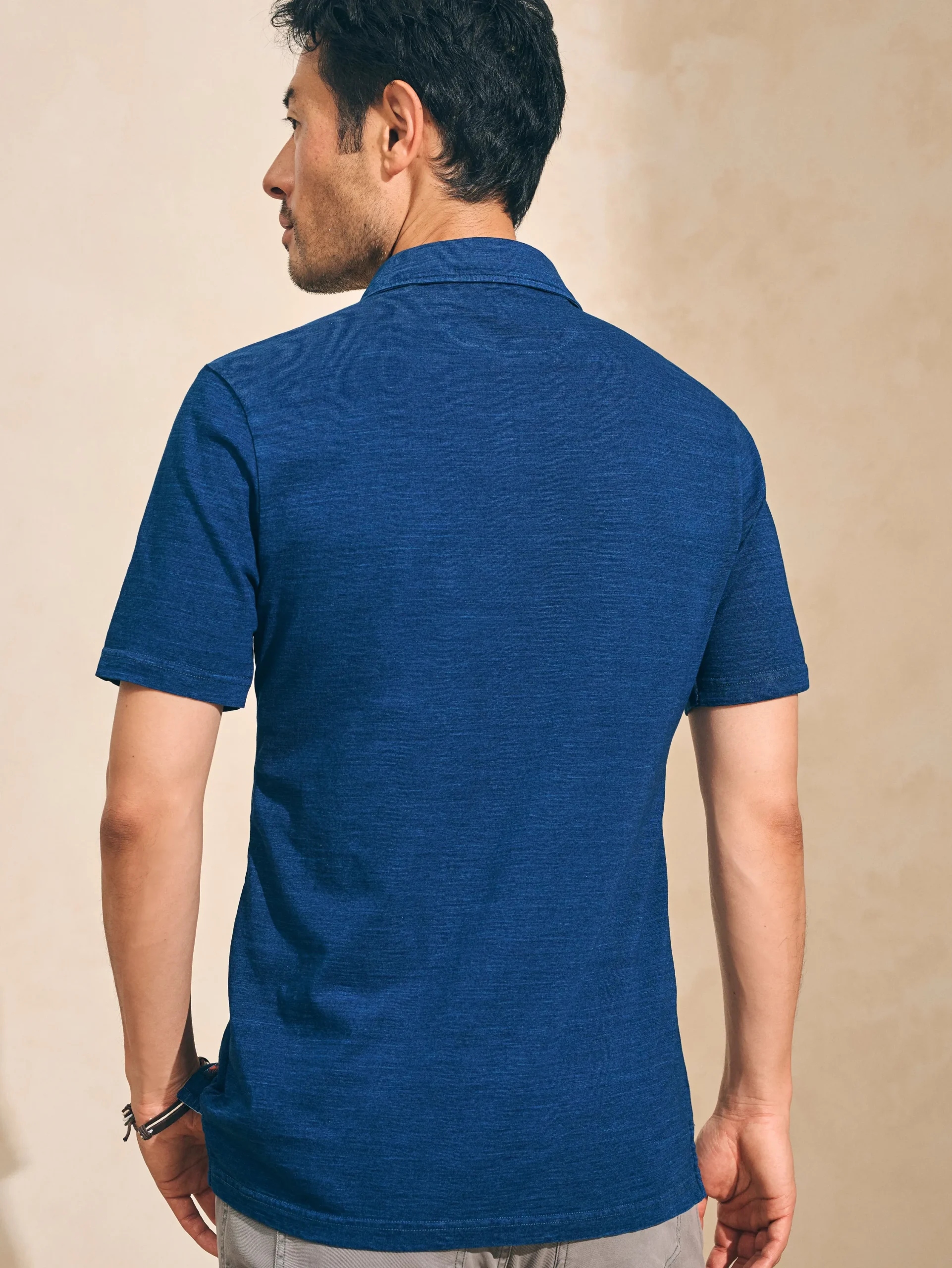Polo Shirts^Faherty Brand Short-Sleeve Indigo Polo Shirt - Dark Indigo Wash