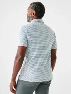 Polo Shirts|T-Shirts & Henleys^Faherty Brand Short-Sleeve Indigo Polo Shirt - Salt Wash Indigo Stripe