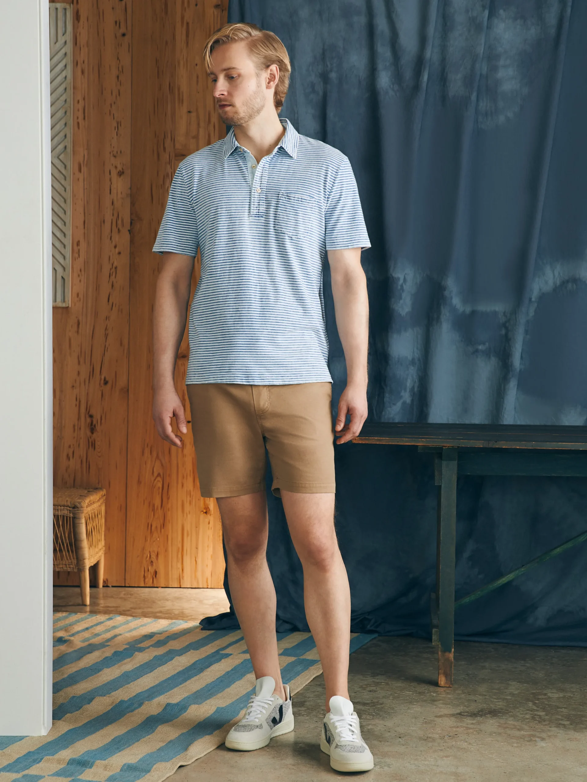 Polo Shirts^Faherty Brand Short-Sleeve Indigo Polo Shirt - Azure Stream Stripe