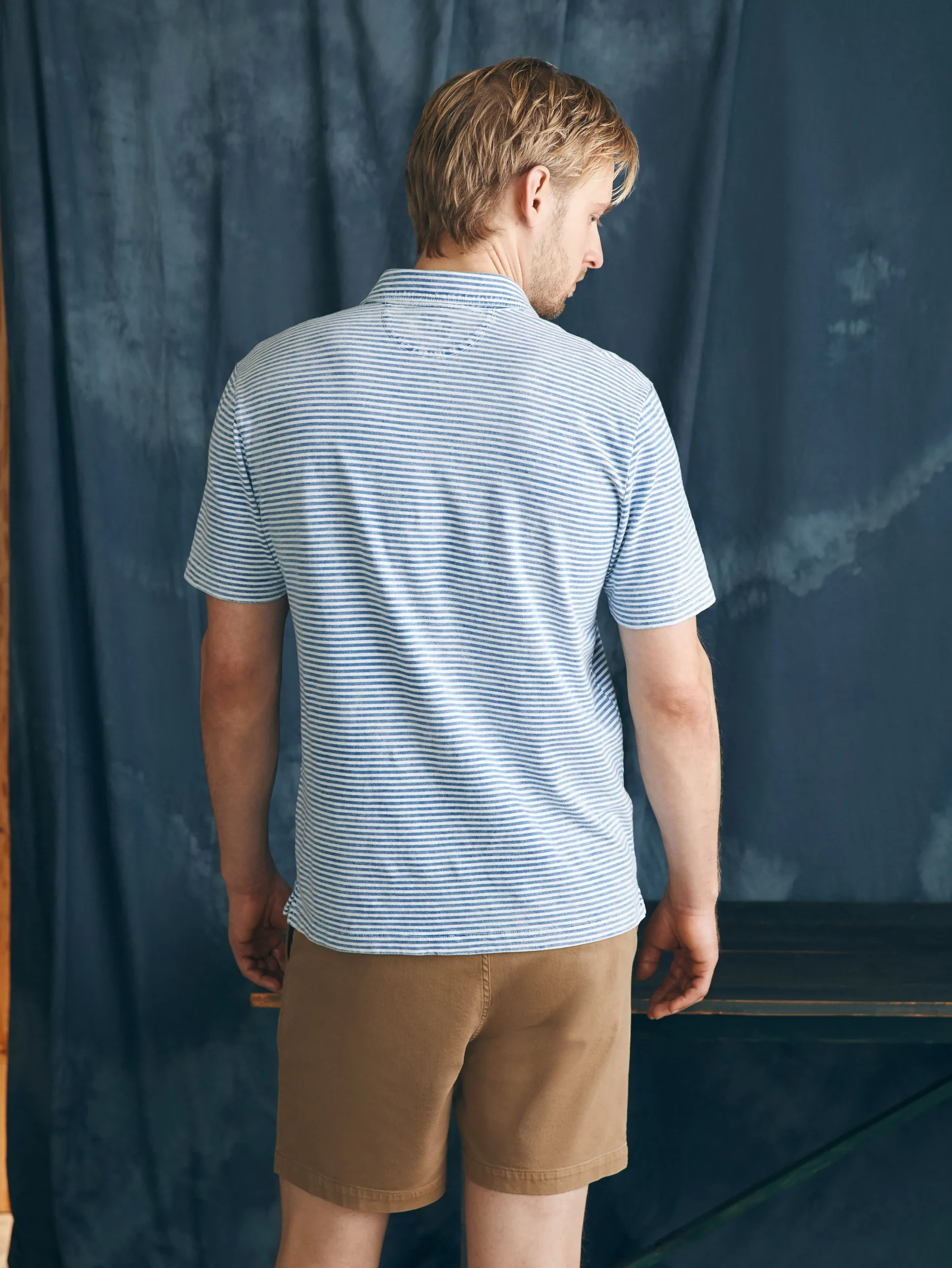 Polo Shirts^Faherty Brand Short-Sleeve Indigo Polo Shirt - Azure Stream Stripe