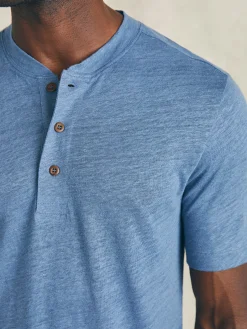 T-Shirts & Henleys^Faherty Brand Short-Sleeve Linen Henley - Breaker Blue