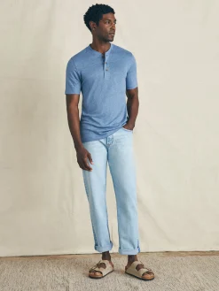 T-Shirts & Henleys^Faherty Brand Short-Sleeve Linen Henley - Breaker Blue
