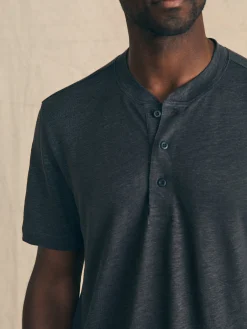 T-Shirts & Henleys^Faherty Brand Short-Sleeve Linen Henley - Black Iron