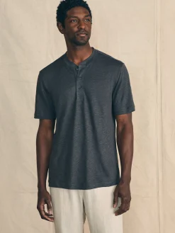T-Shirts & Henleys^Faherty Brand Short-Sleeve Linen Henley - Black Iron