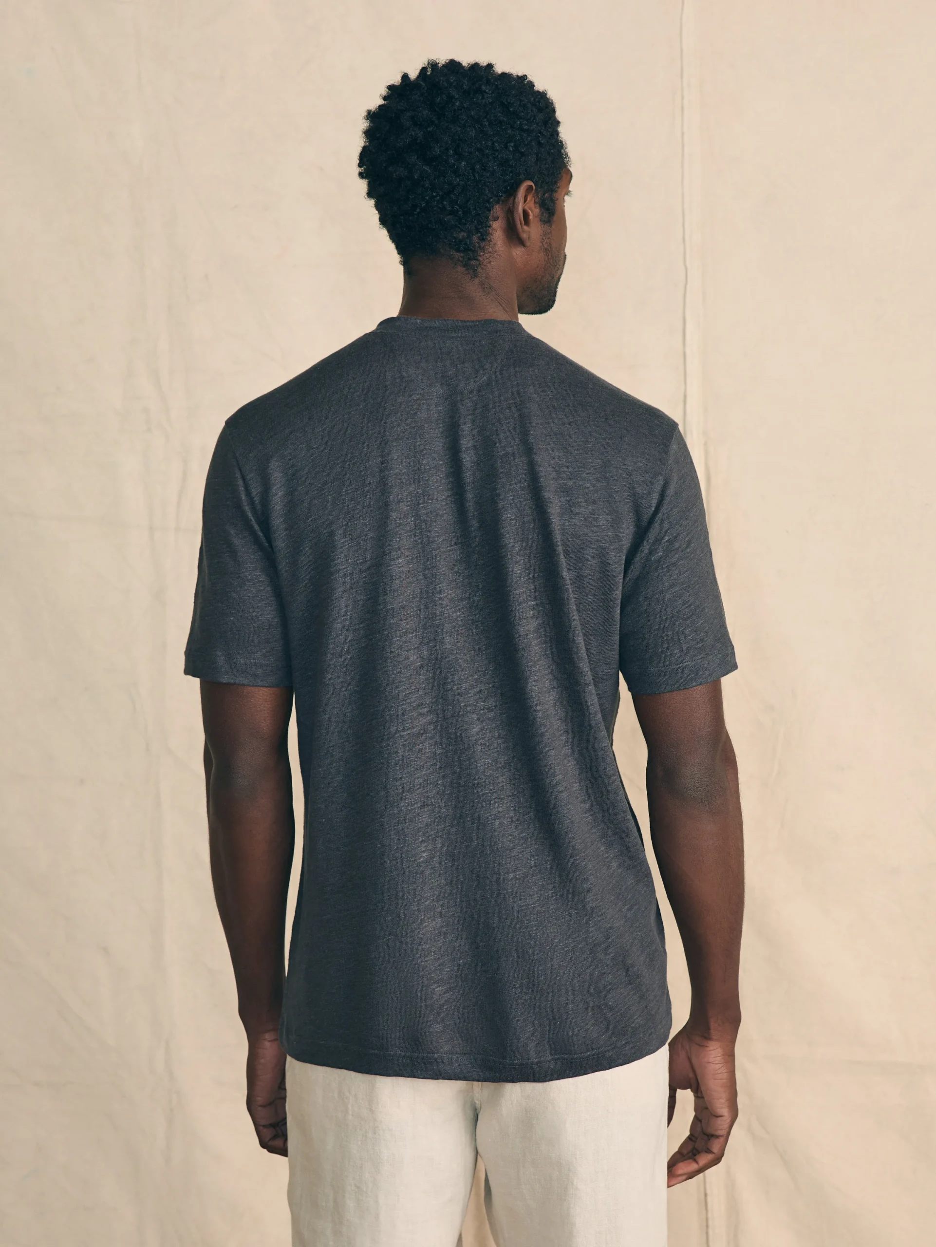 T-Shirts & Henleys^Faherty Brand Short-Sleeve Linen Henley - Black Iron