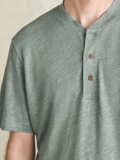 T-Shirts & Henleys^Faherty Brand Short-Sleeve Linen Henley - Desert Olive