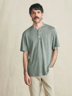 T-Shirts & Henleys^Faherty Brand Short-Sleeve Linen Henley - Desert Olive