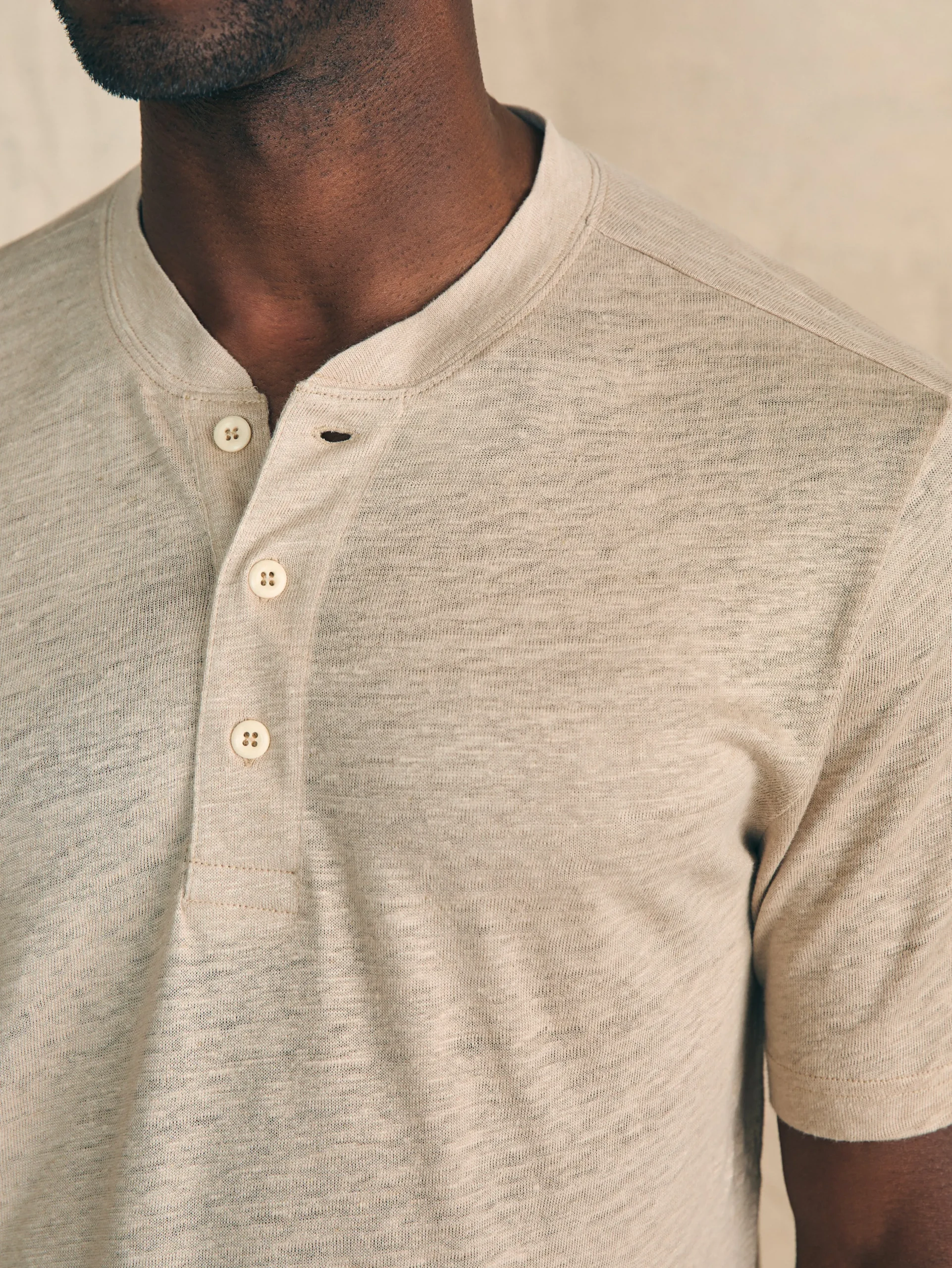 T-Shirts & Henleys^Faherty Brand Short-Sleeve Linen Henley - Natural
