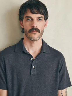 Polo Shirts^Faherty Brand Short-Sleeve Linen Polo - Black Iron