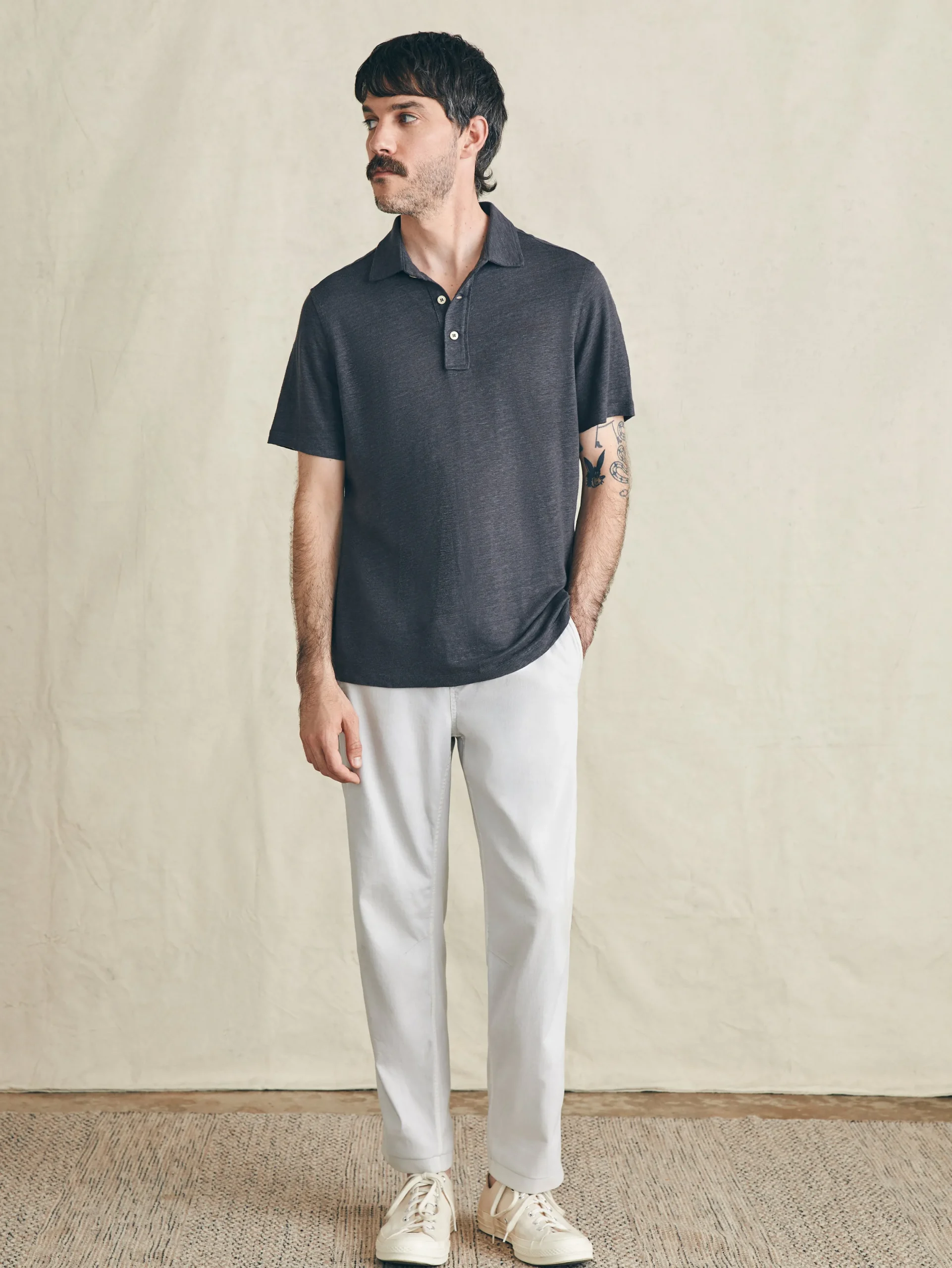 Polo Shirts^Faherty Brand Short-Sleeve Linen Polo - Black Iron