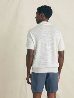 Sweaters^Faherty Brand Short-Sleeve Linen Sweater Polo - Ivory Steel Feeder