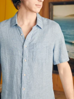 Shirts^Faherty Brand Short-Sleeve Palma Linen Shirt - Blue Basketweave