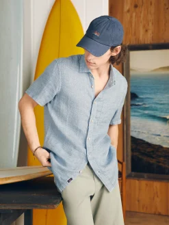Shirts^Faherty Brand Short-Sleeve Palma Linen Shirt - Blue Basketweave