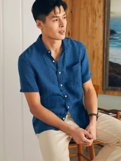 Shirts^Faherty Brand Short-Sleeve Palma Linen Shirt - Indigo Basketweave