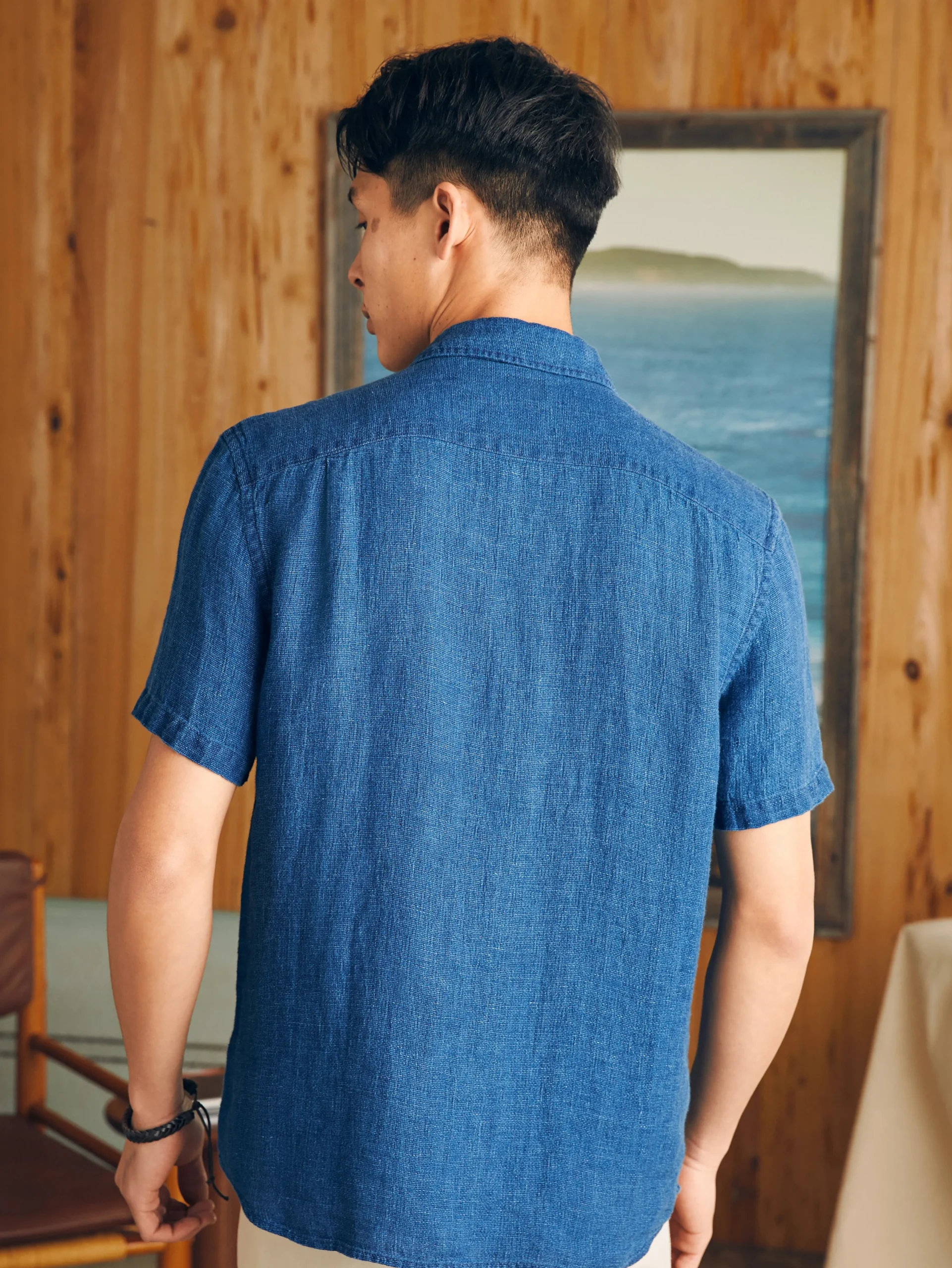 Shirts^Faherty Brand Short-Sleeve Palma Linen Shirt - Indigo Basketweave