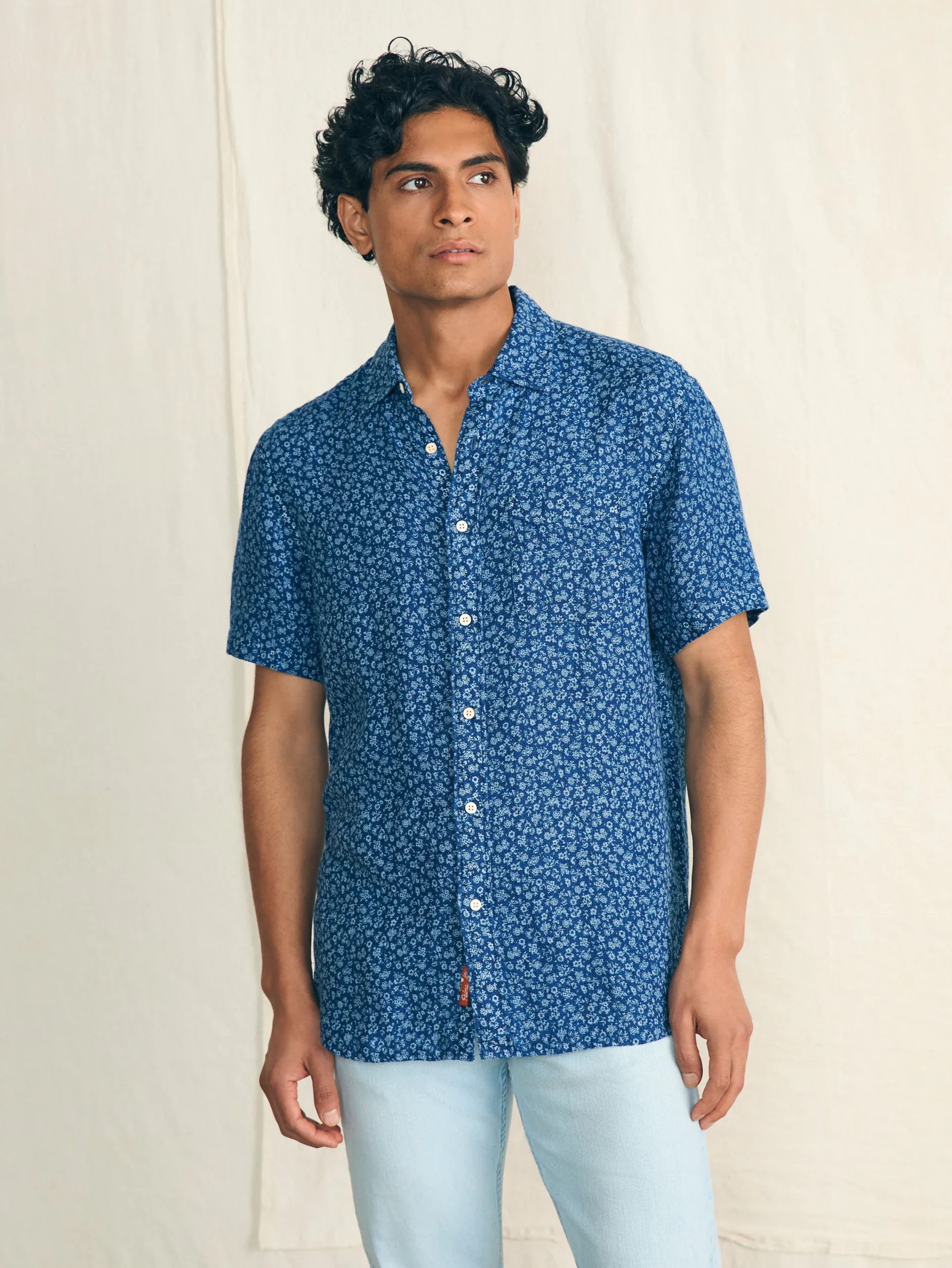 Shirts^Faherty Brand Short-Sleeve Palma Linen Shirt - Oceana Ditsy