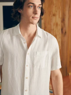 Shirts^Faherty Brand Short-Sleeve Palma Linen Shirt (Tall) - Bright White Basketweave
