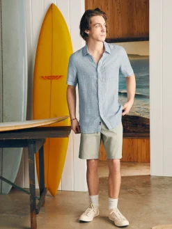 Shirts^Faherty Brand Short-Sleeve Palma Linen Shirt (Tall) - Blue Basketweave