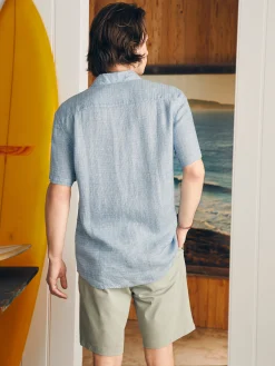 Shirts^Faherty Brand Short-Sleeve Palma Linen Shirt (Tall) - Blue Basketweave