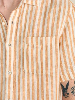 Shirts^Faherty Brand Short-Sleeve Palma Linen Shirt - Gold Ivory Stripe