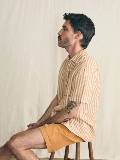 Shirts^Faherty Brand Short-Sleeve Palma Linen Shirt - Gold Ivory Stripe