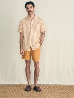 Shirts^Faherty Brand Short-Sleeve Palma Linen Shirt - Gold Ivory Stripe