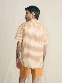 Shirts^Faherty Brand Short-Sleeve Palma Linen Shirt - Gold Ivory Stripe