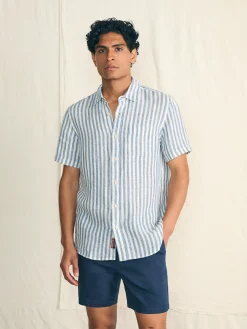 Shirts^Faherty Brand Short-Sleeve Palma Linen Shirt - Horizon Ivory Stripe