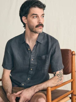 Shirts^Faherty Brand Short-Sleeve Palma Linen Shirt - Washed Black Basketweave