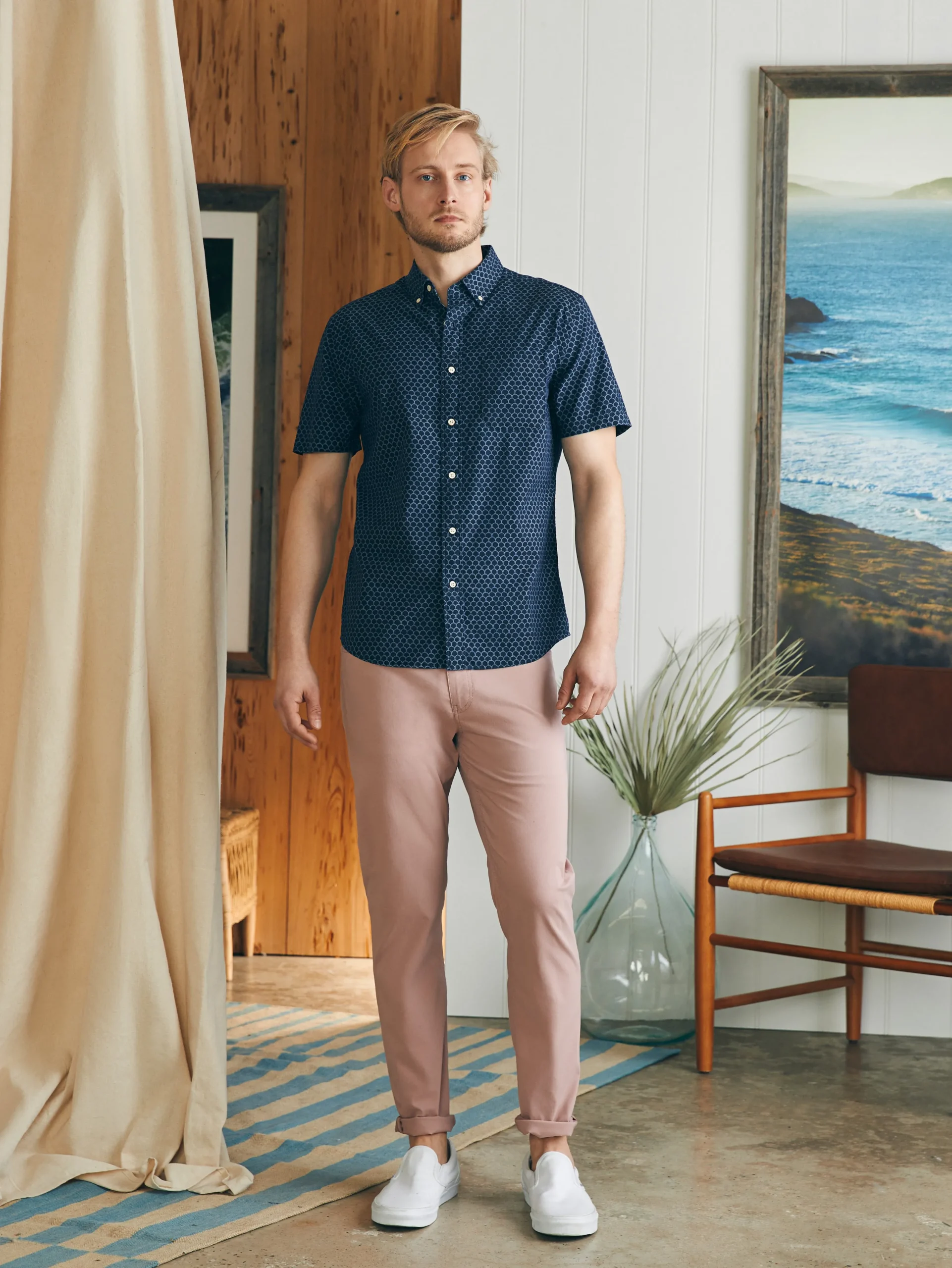 Shirts^Faherty Brand Short-Sleeve Stretch Playa Shirt - Midnight Fishscale
