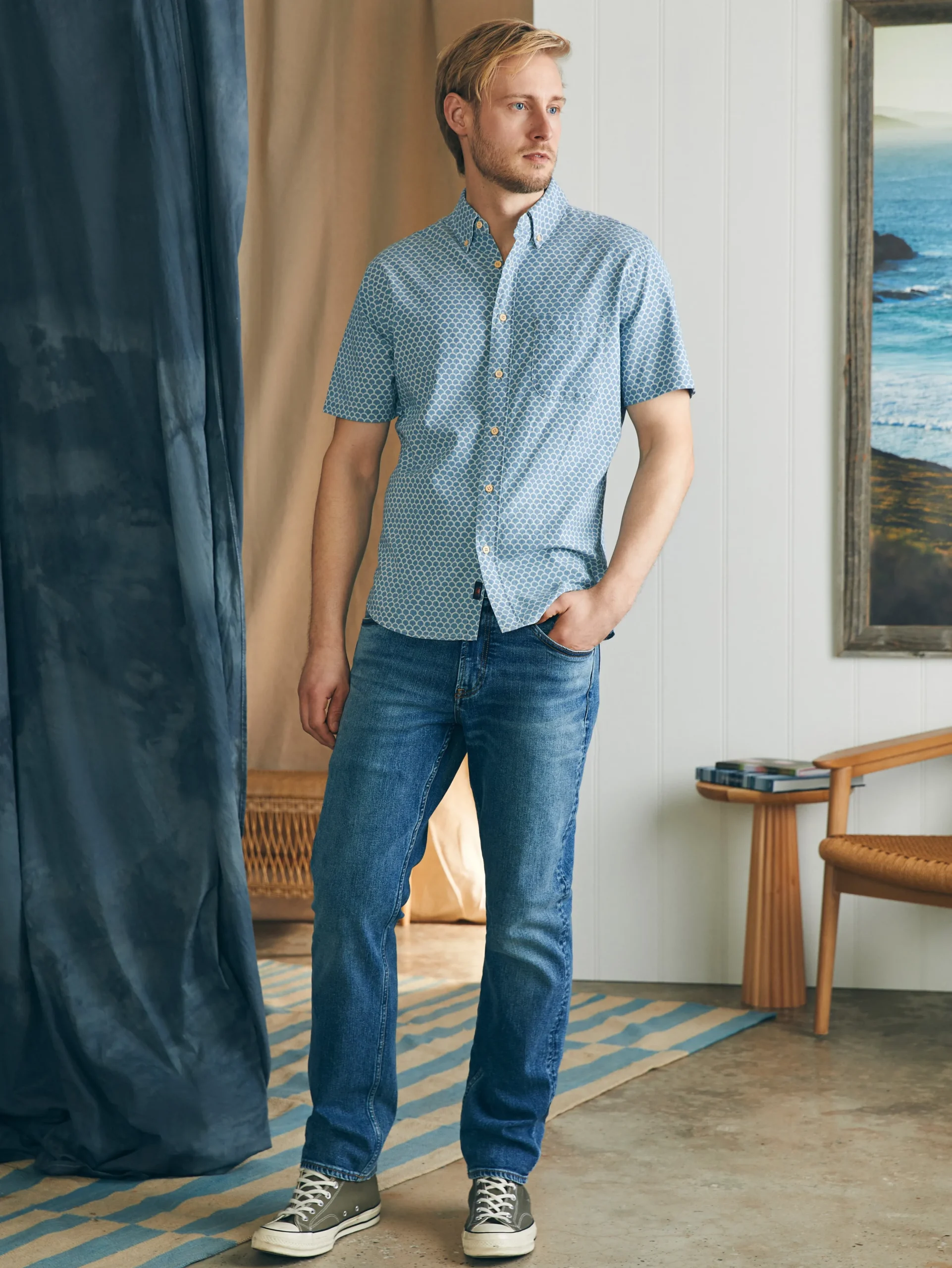 Shirts^Faherty Brand Short-Sleeve Stretch Playa Shirt (Tall) - Fishscale Redux