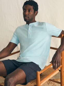 T-Shirts & Henleys^Faherty Brand Short-Sleeve Sunwashed Henley - Blue Oasis