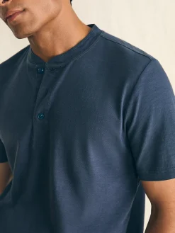 T-Shirts & Henleys^Faherty Brand Short-Sleeve Sunwashed Henley - Dune Navy