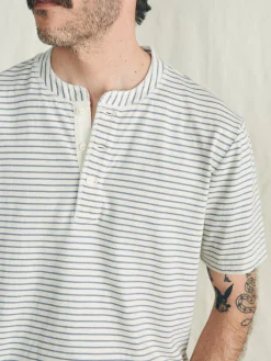 T-Shirts & Henleys^Faherty Brand Short-Sleeve Sunwashed Henley - Shell Flint Stripe
