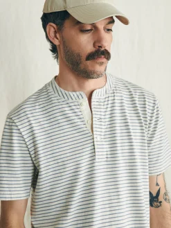 T-Shirts & Henleys^Faherty Brand Short-Sleeve Sunwashed Henley - Shell Flint Stripe