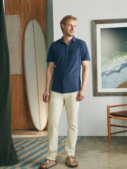 Shirts^Faherty Brand Short-Sleeve Sunwashed Knit Shirt (Single Pocket) - Dune Navy