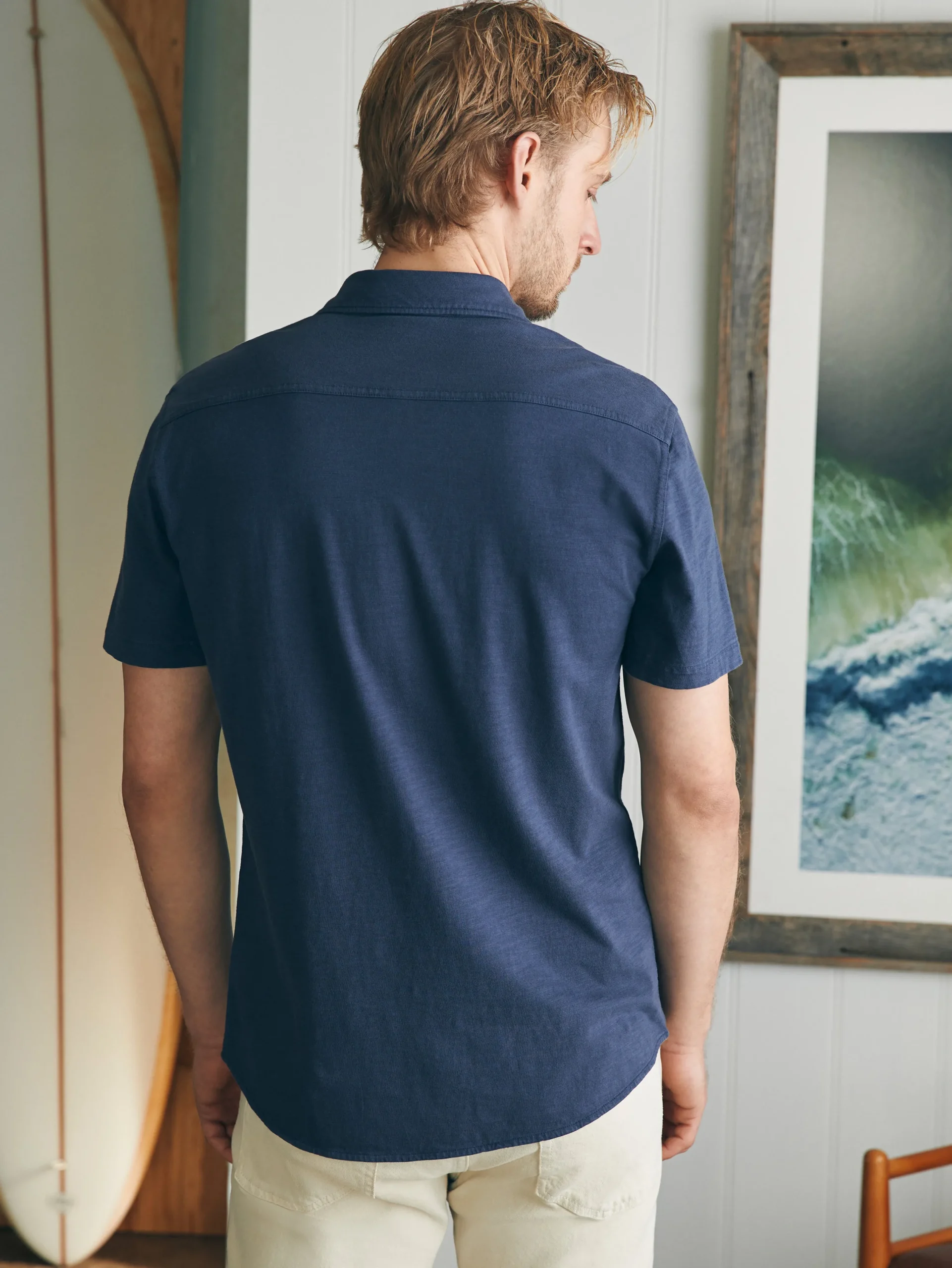 Shirts^Faherty Brand Short-Sleeve Sunwashed Knit Shirt (Single Pocket) - Dune Navy