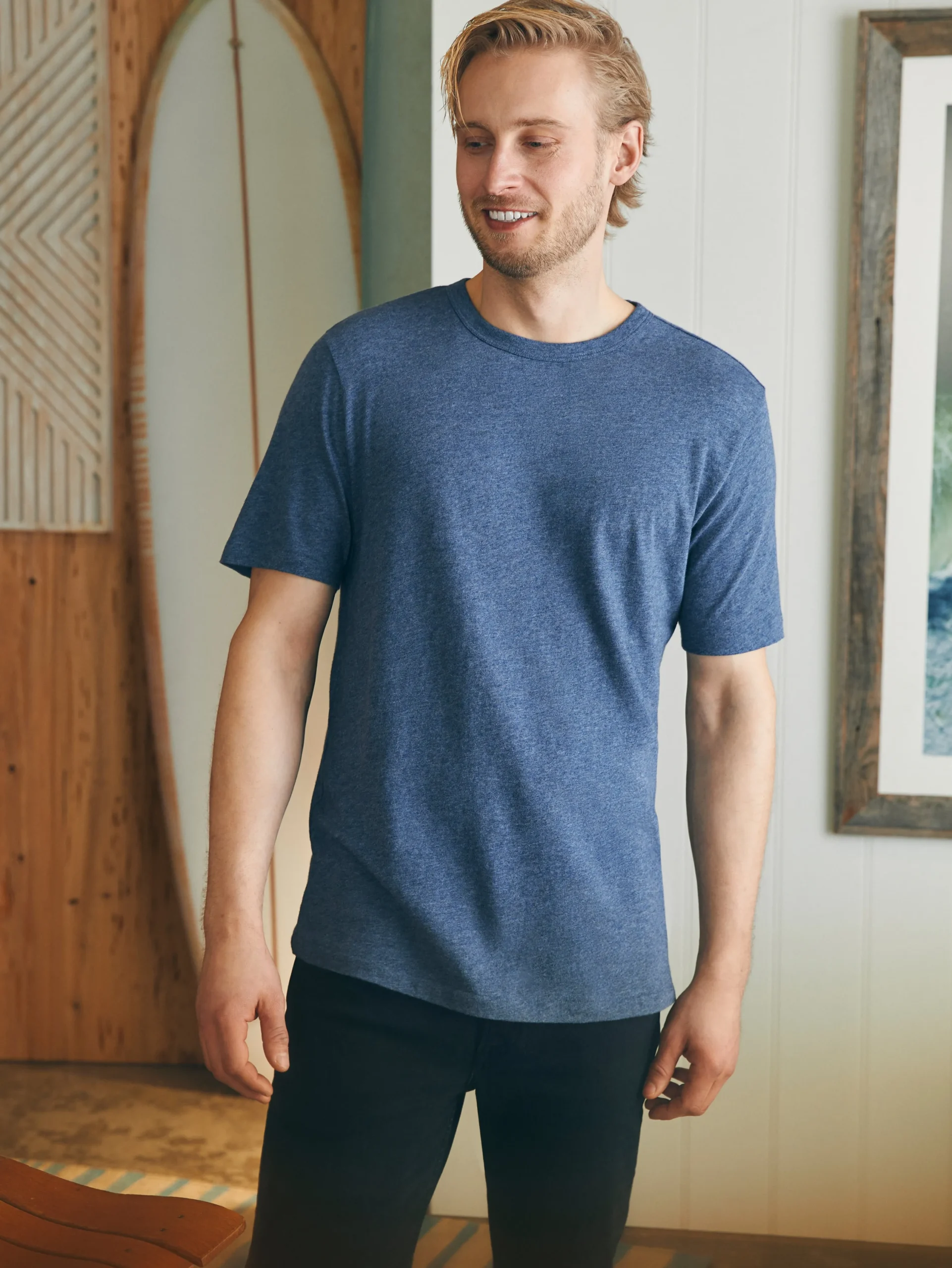 T-Shirts & Henleys^Faherty Brand Short-Sleeve Vintage Chambray Tee - Glacial Navy Heather