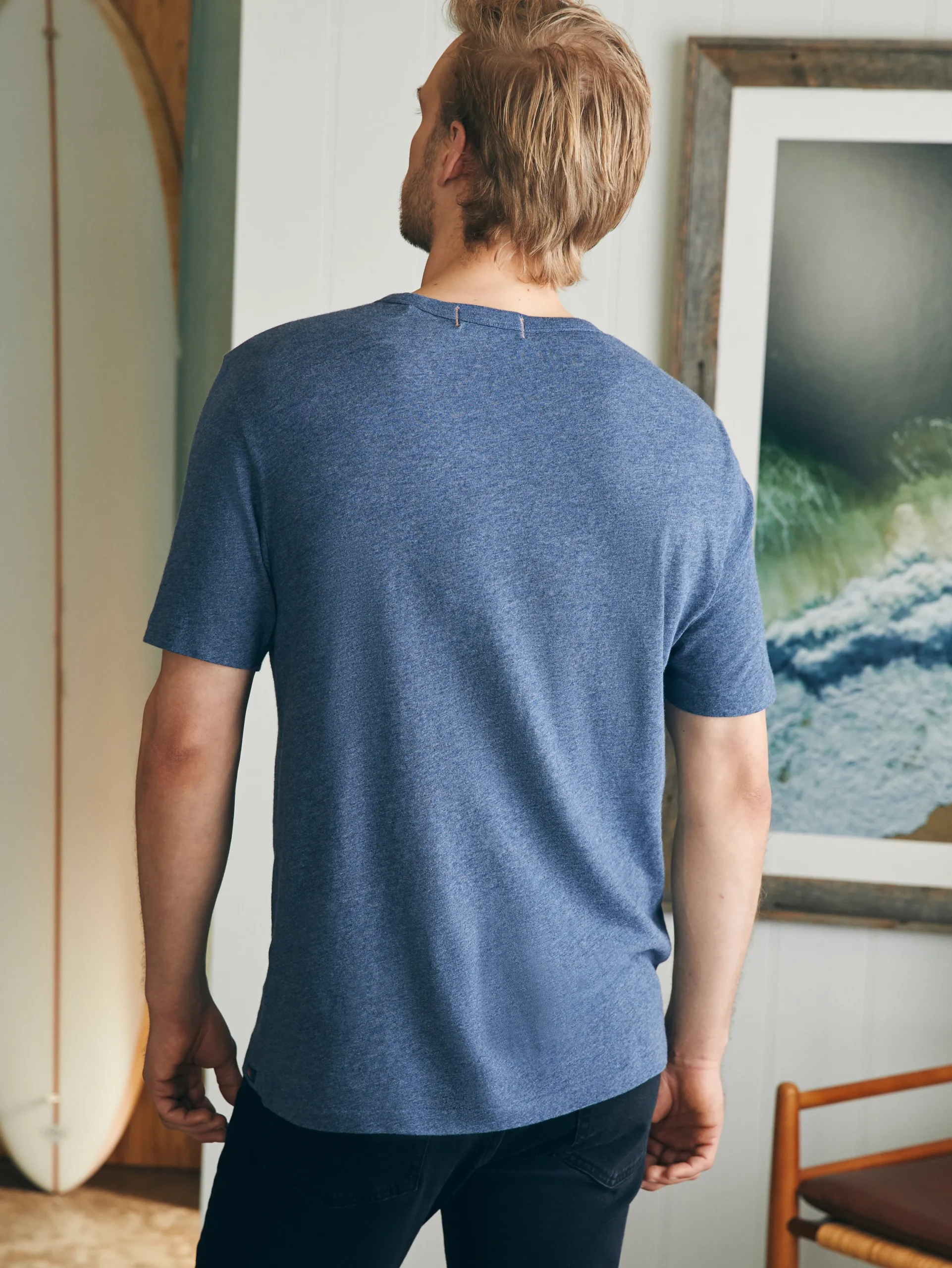 T-Shirts & Henleys^Faherty Brand Short-Sleeve Vintage Chambray Tee - Glacial Navy Heather