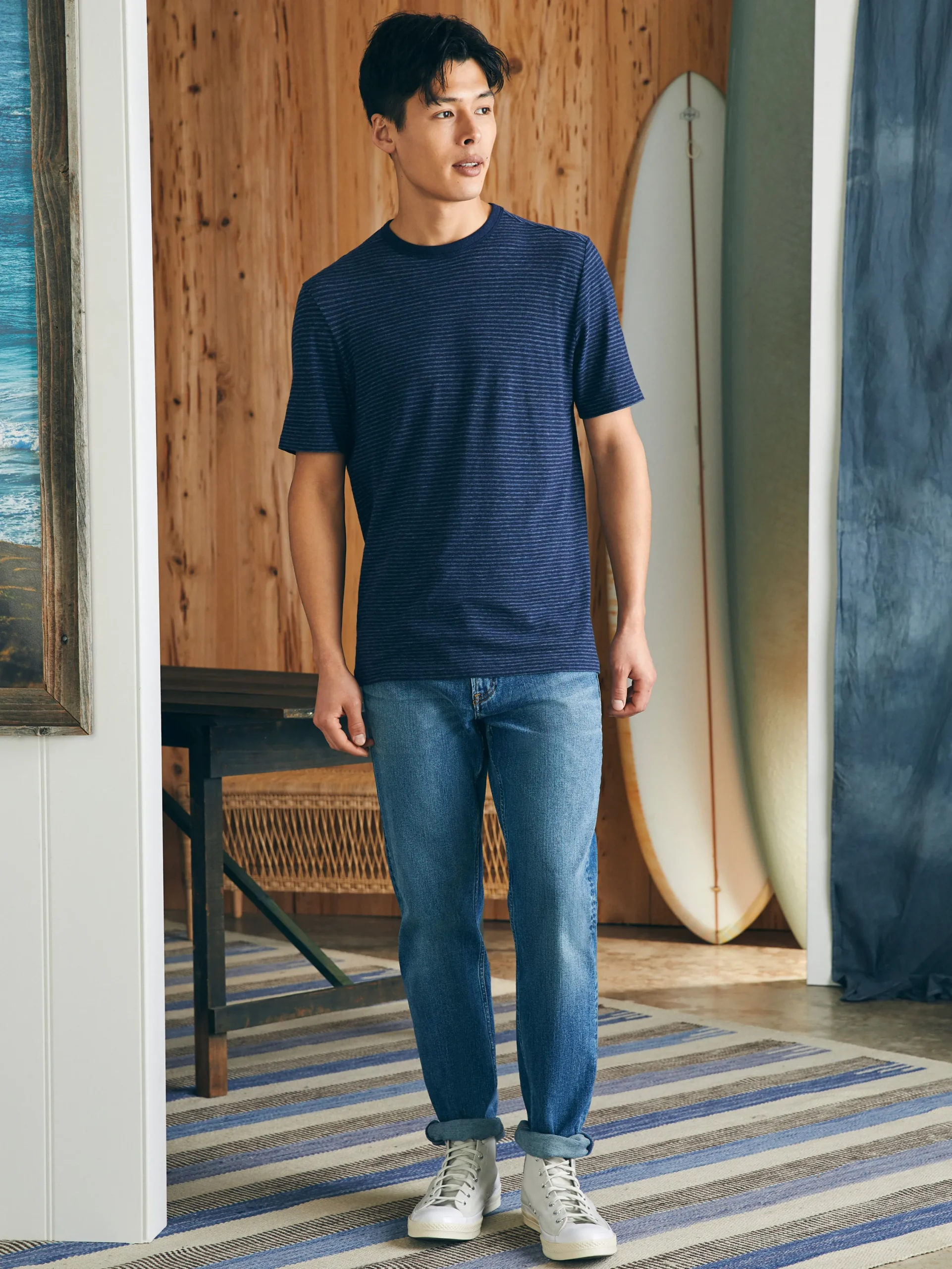 T-Shirts & Henleys^Faherty Brand Short-Sleeve Vintage Chambray Tee - Navy Cove Stripe