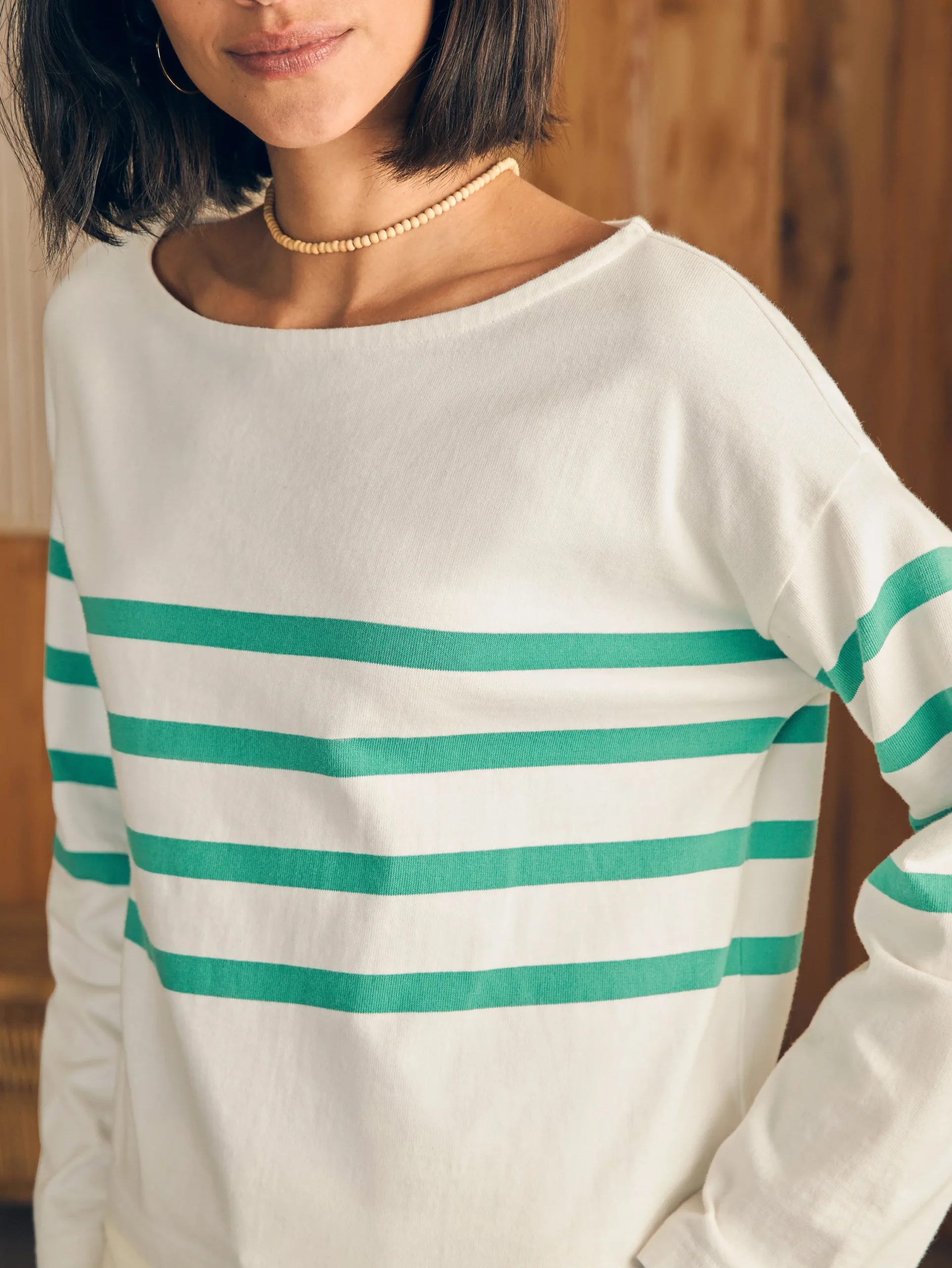 T-Shirts^Faherty Brand Sport Jersey Long-Sleeve Tee - Green Cape May Stripe