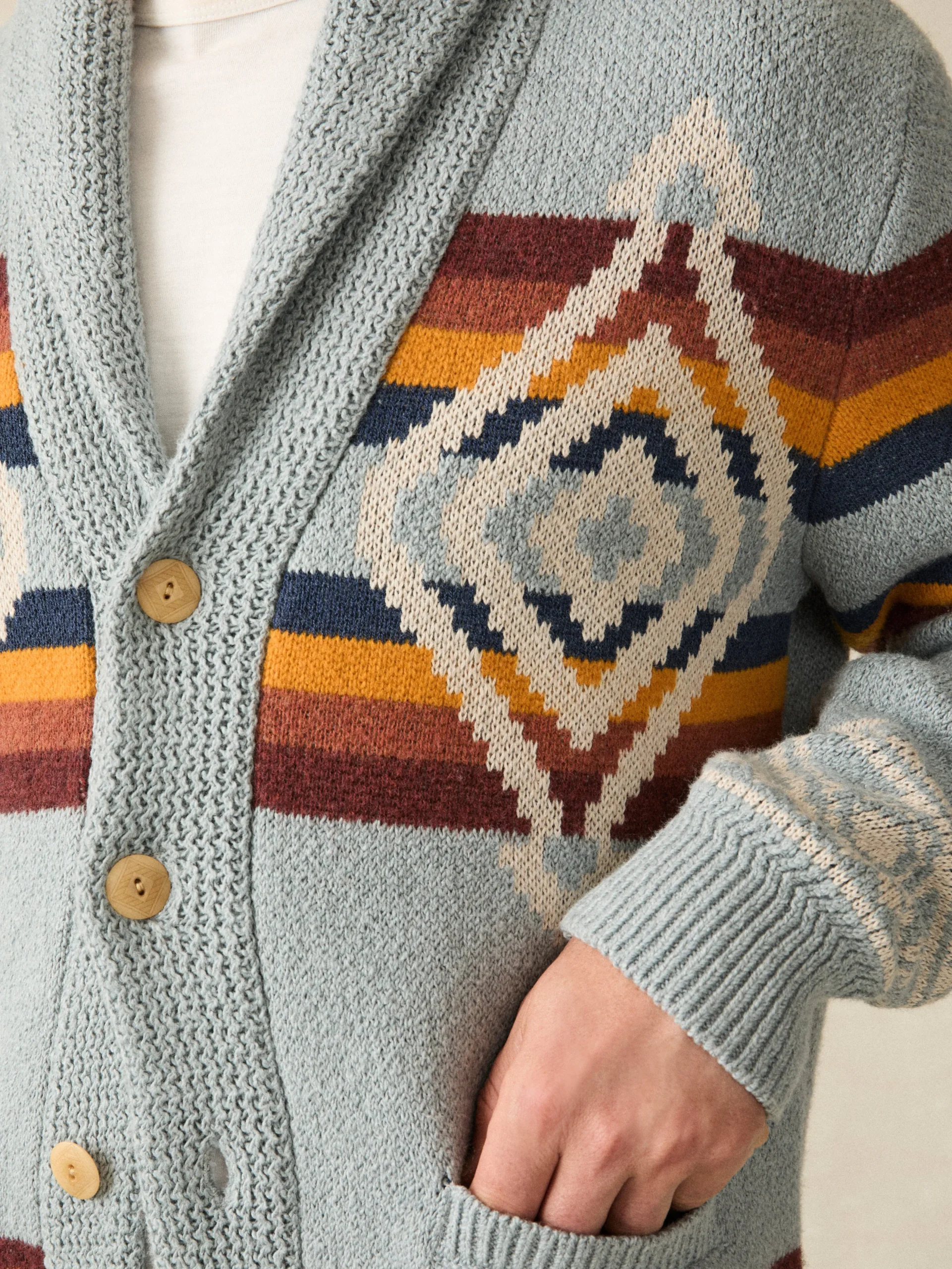 Sweaters^Faherty Brand Steven Paul Judd Cardigan Sweater - Mountain River Ombre