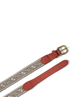 Belts|Belts^Faherty Brand Steven Paul Judd Chahtah Embroidered Belt - Charcoal Coiled Snake