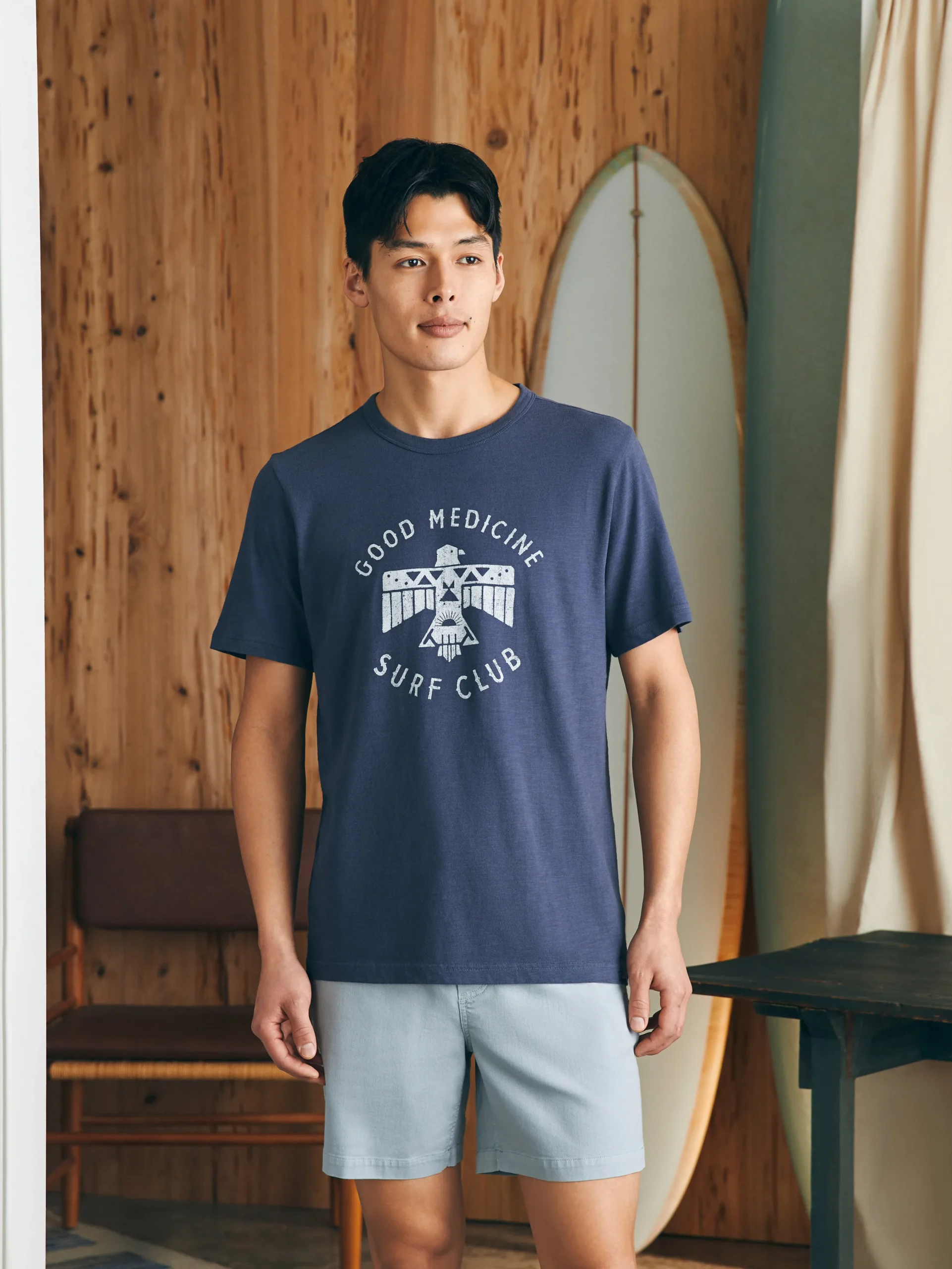 T-Shirts & Henleys^Faherty Brand Steven Paul Judd Good Medicine Surf Club Tee - Dune Navy