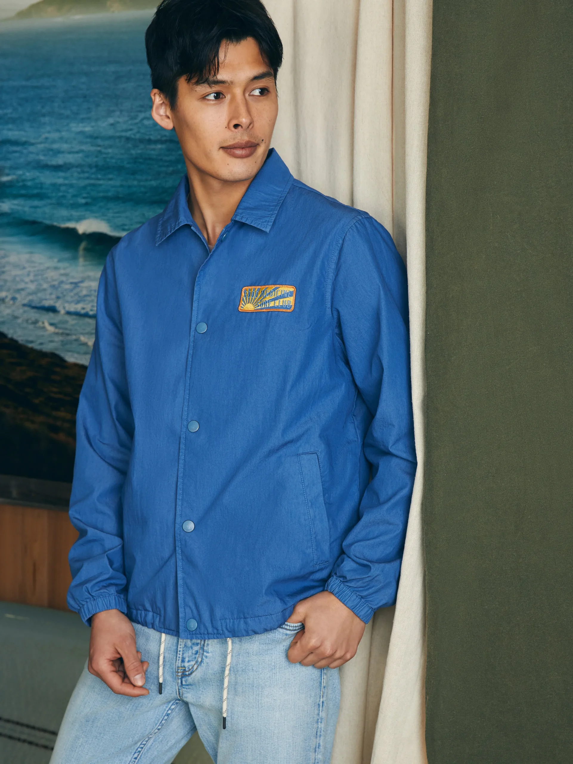 Jackets & Vests^Faherty Brand Steven Paul Judd Good Medicine Sunwashed Coaches Jacket - Marine Blue