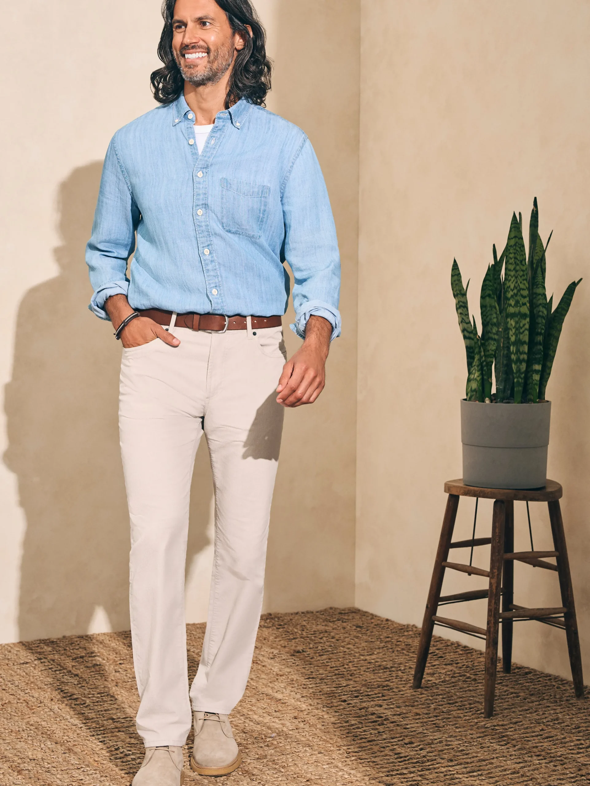 Pants^Faherty Brand Stretch Corduroy 5-Pocket Pant (32" Inseam) - Winter Tundra
