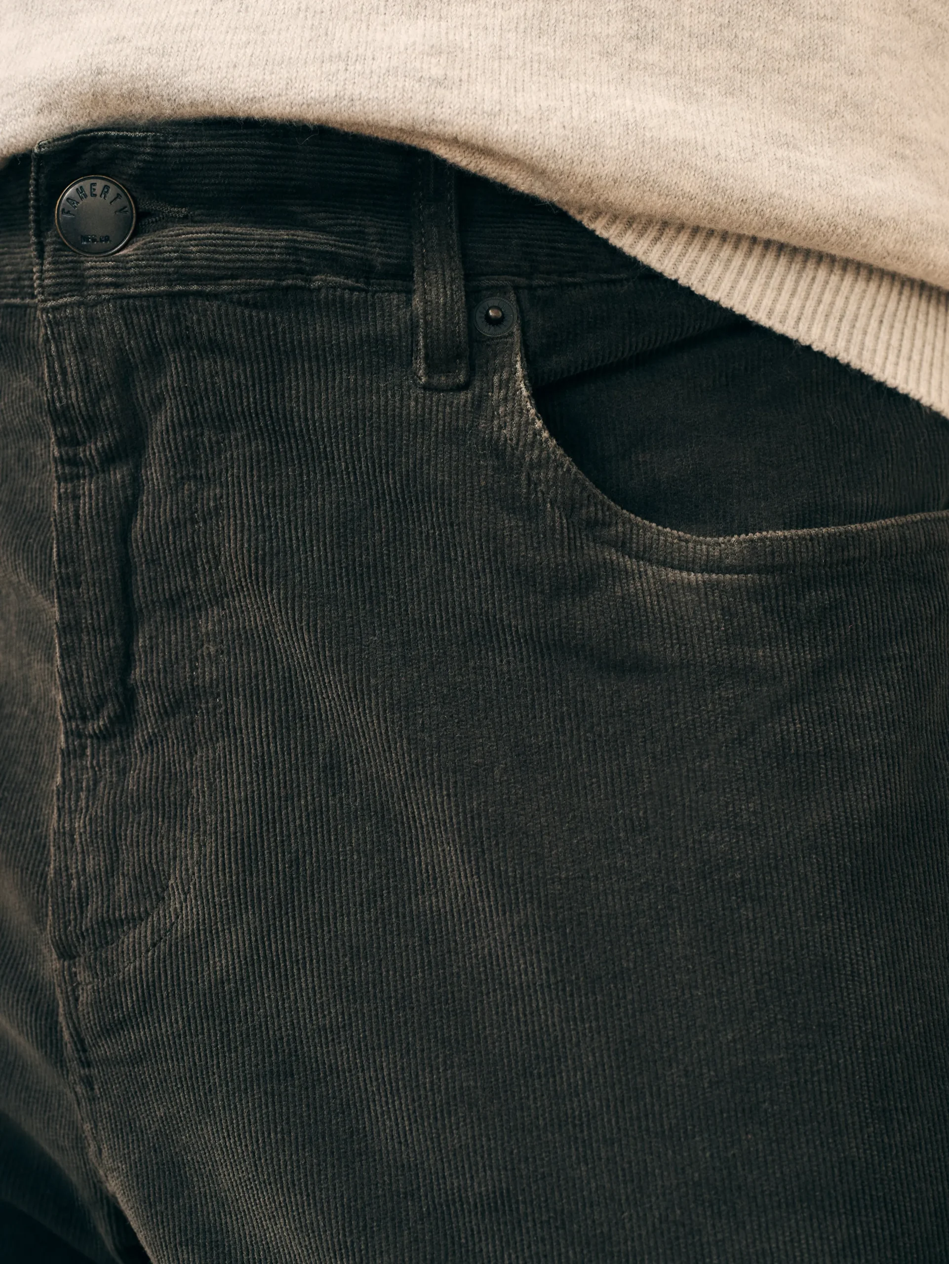 Pants^Faherty Brand Stretch Corduroy 5-Pocket Pant (32" Inseam) - Washed Black