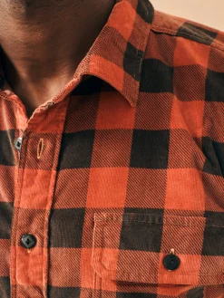 Shirts^Faherty Brand Stretch Corduroy Work Shirt - Cherry Charcoal Buffalo